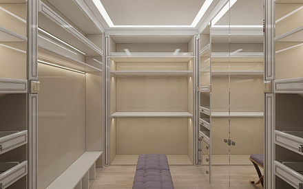 Дизайн интерьера гардероба в четырёхкомнатной квартире 240 кв.м в стиле ар-деко