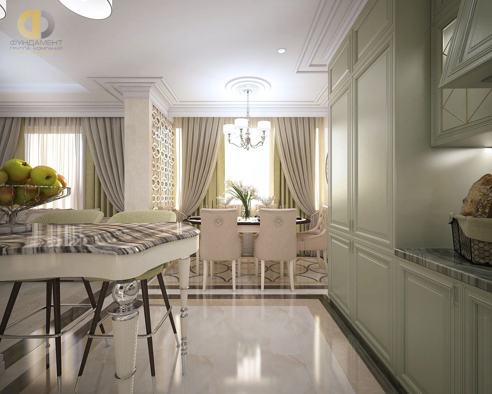 Дизайн интерьера кухни в четырёхкомнатной квартиры 103 кв.м в стиле современная классика9