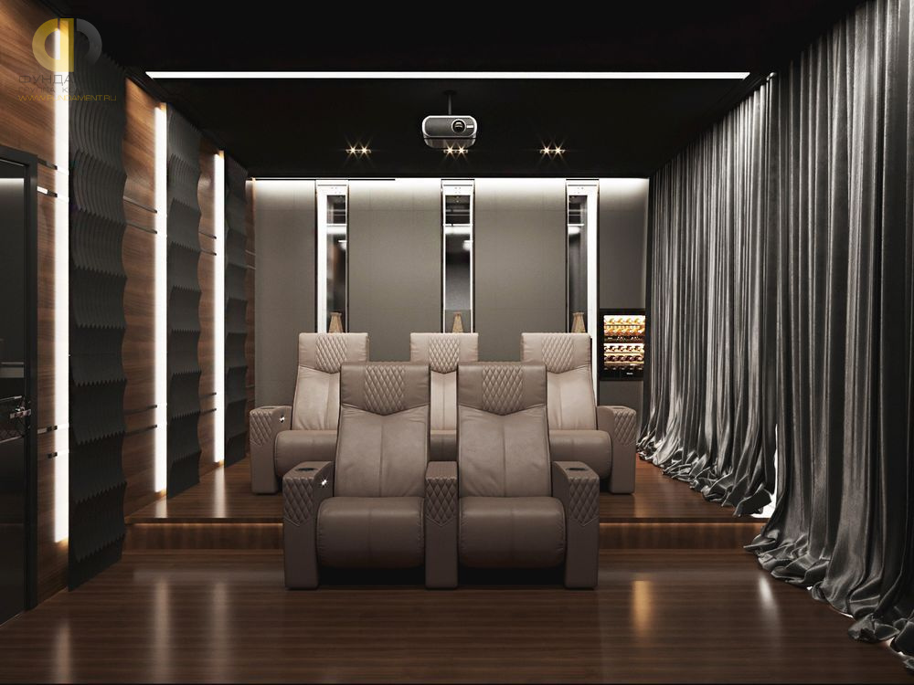 Дизайн интерьера кинотеатра в доме 278 кв.м в стиле ар-деко – фото 6
