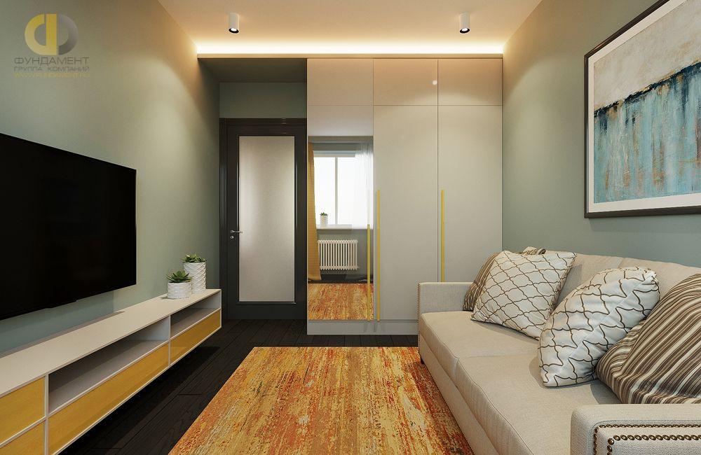 Дизайн интерьера спальни в трёхкомнатной квартире 75 кв.м в стиле минимализм2