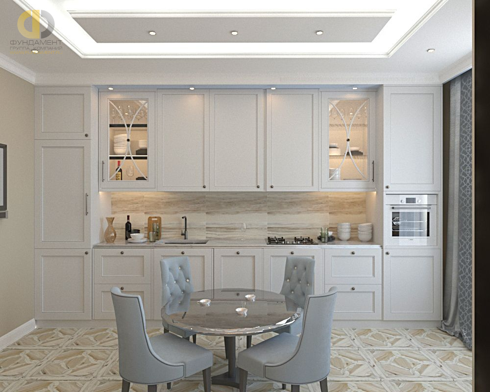 Дизайн интерьера кухни в четырёхкомнатной квартире 117 кв.м в стиле неоклассика7