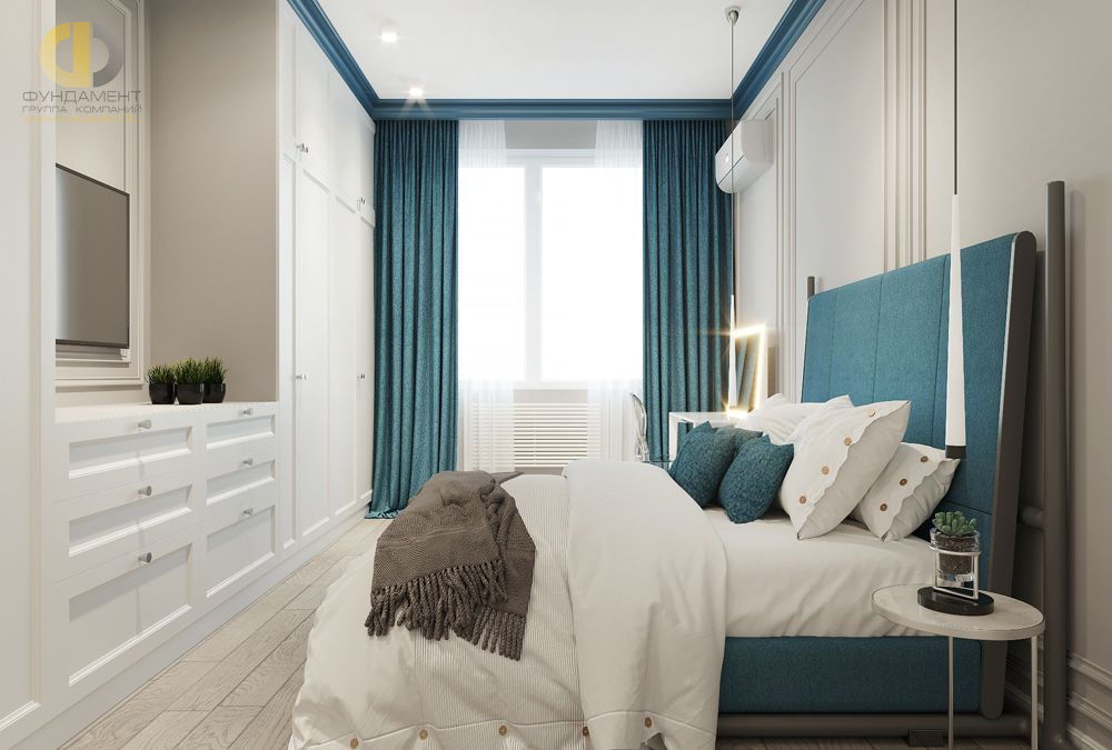 Дизайн интерьера спальни в двухкомнатной квартире 47 кв.м в стиле современная классика6