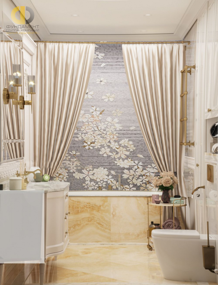 Дизайн интерьера ванной в трёхкомнатной квартире 127 кв. м в стиле неоклассика 23