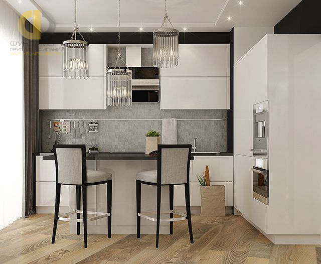 Дизайн кухни в четырехкомнатной квартире 124 кв.м в современном стиле
