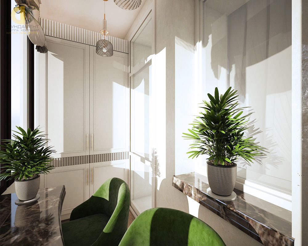 Дизайн интерьера балкона четырёхкомнатной квартире 142 кв. м в стиле неоклассика  – фото 129