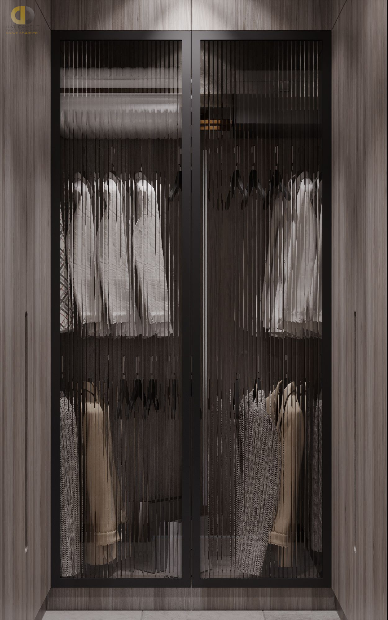 Дизайн гардероба в черном цвете - фото