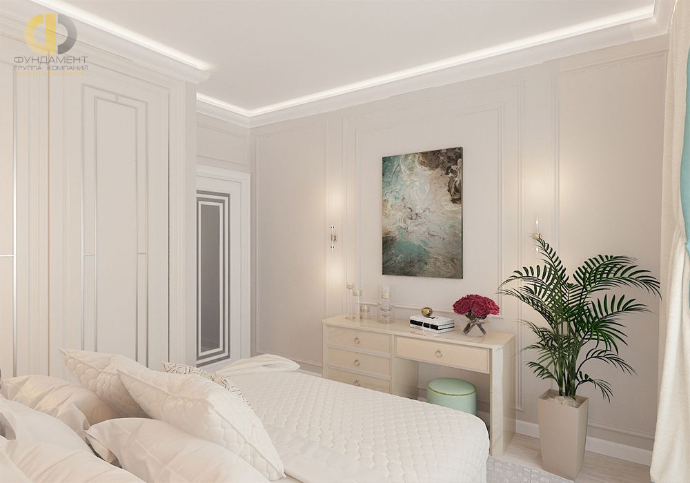 Дизайн интерьера спальни в 2-комнатной квартире 71 кв. м в стиле неоклассика 14