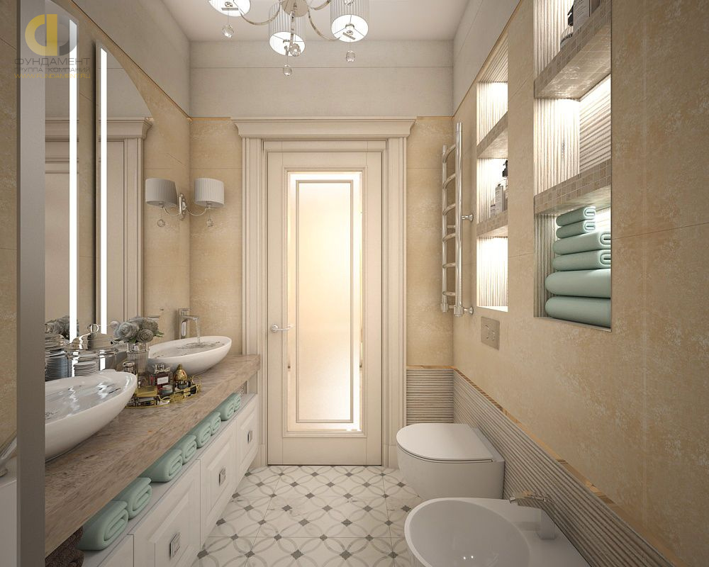 Дизайн интерьера ванной в четырёхкомнатной квартиры 103 кв.м в стиле современная классика24