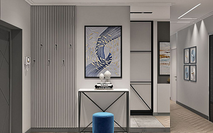 Дизайн интерьера коридора в трёхкомнатной квартире 85 кв.м в современном стиле20