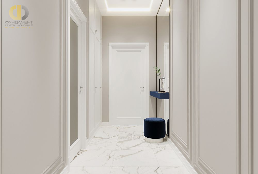 Дизайн интерьера коридора в двухкомнатной квартире 47 кв.м в стиле современная классика2