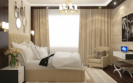 Дизайн спальни в четырехкомнатной квартире 124 кв.м в современном стиле