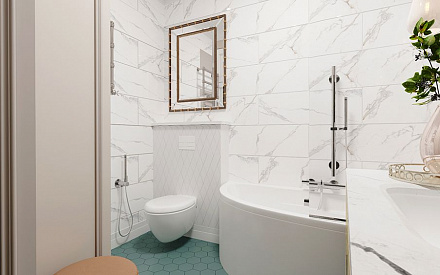 Дизайн интерьера ванной в двухкомнатной квартире 66 кв.м в стиле современная классика2