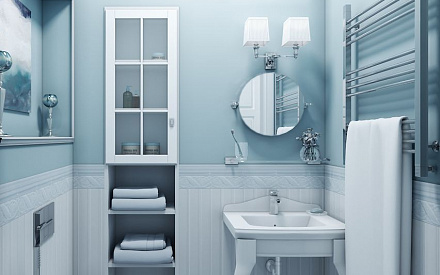 Дизайн интерьера ванной в 3-комнатной квартире 70 кв.м в стиле неоклассика