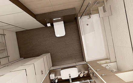 Дизайн интерьера ванной в 3-комнатной квартире 100 кв. м в современном стиле