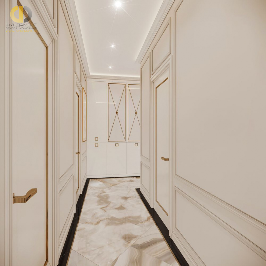 Дизайн интерьера коридора в трёхкомнатной квартире 126 кв.м в стиле неоклассика4