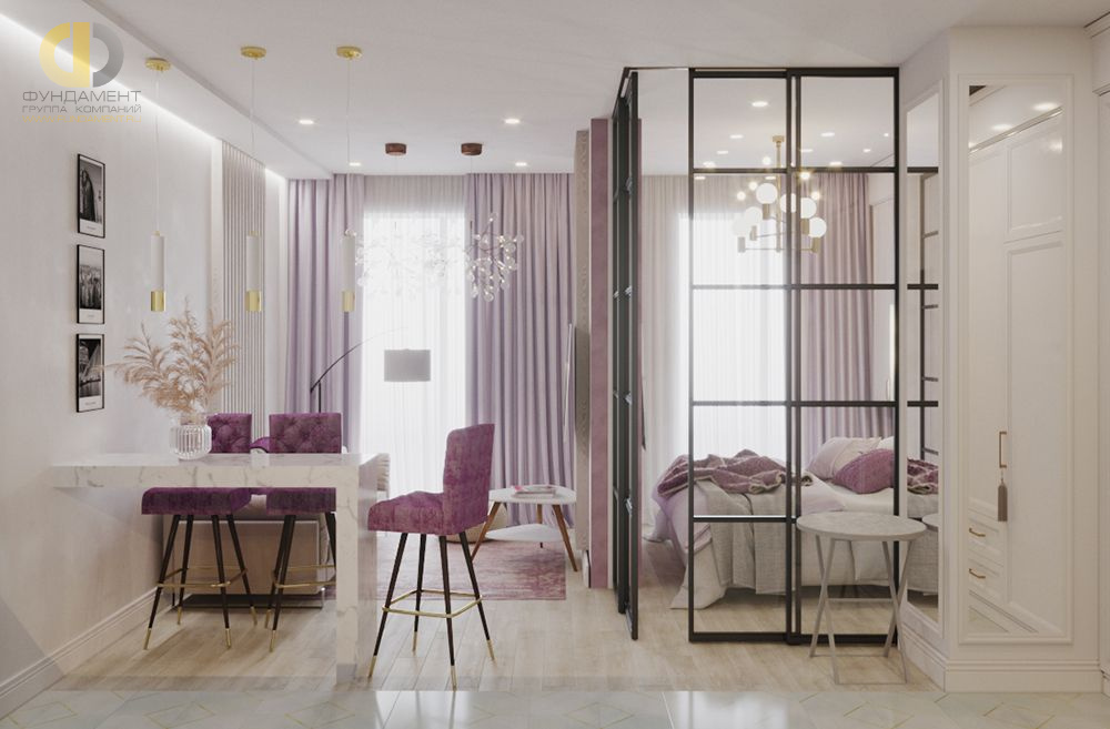 Дизайн интерьера гостиной в двухкомнатной квартире 37 кв.м в стиле ар-деко8