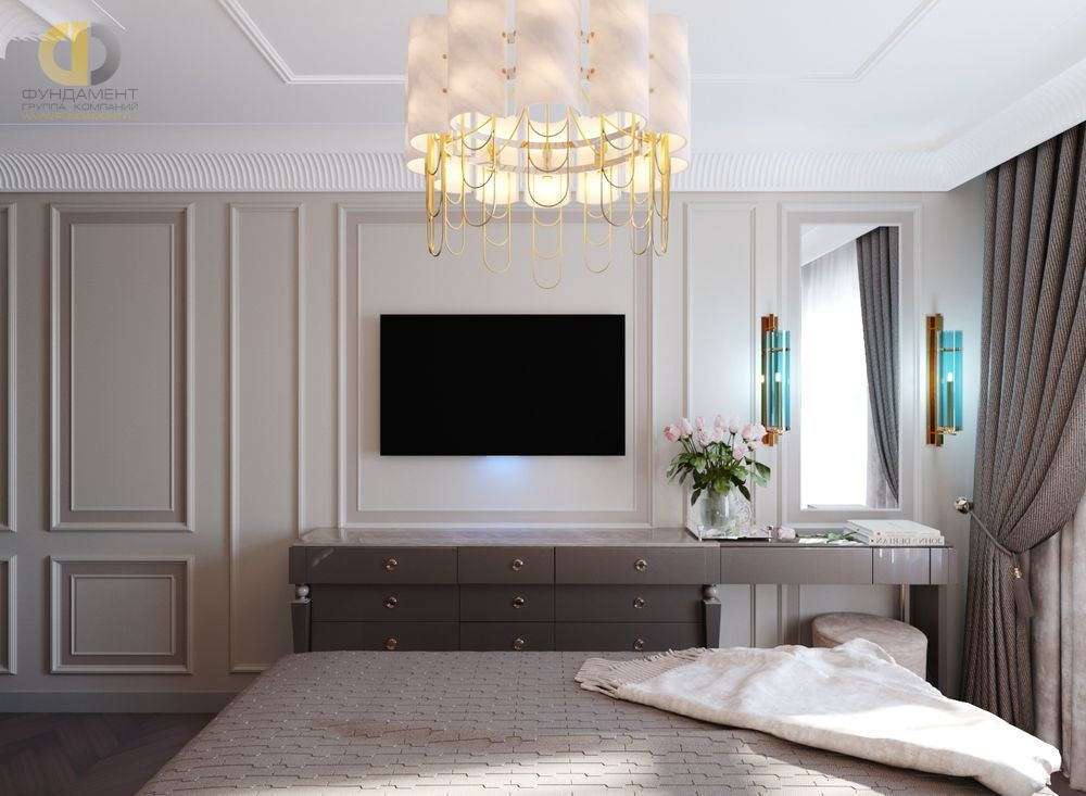 Дизайн интерьера спальни в четырёхкомнатной квартире 89 кв.м в стиле современная классика3