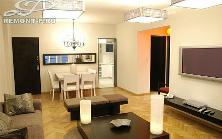 Ремонт гостиной в четырехкомнатной квартире на Хорошевском шоссе