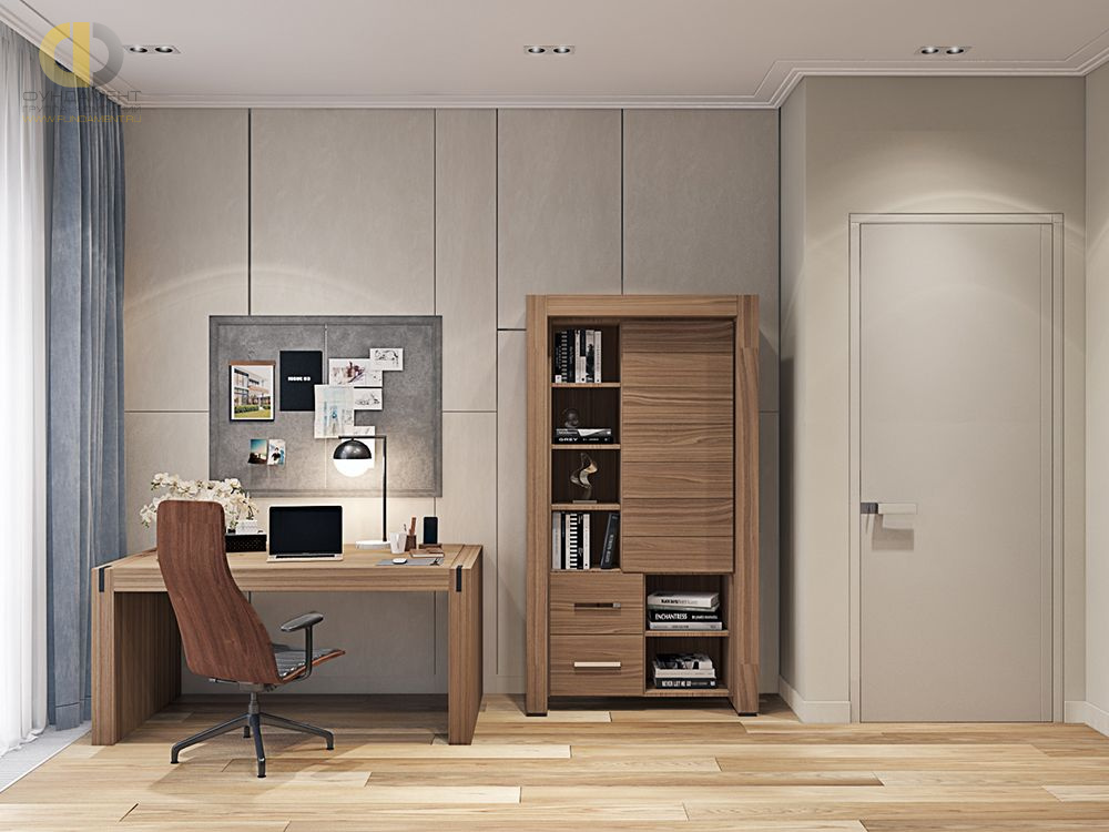 Дизайн интерьера кабинета в трёхкомнатной квартире 135 кв.м в современном стиле – фото 231