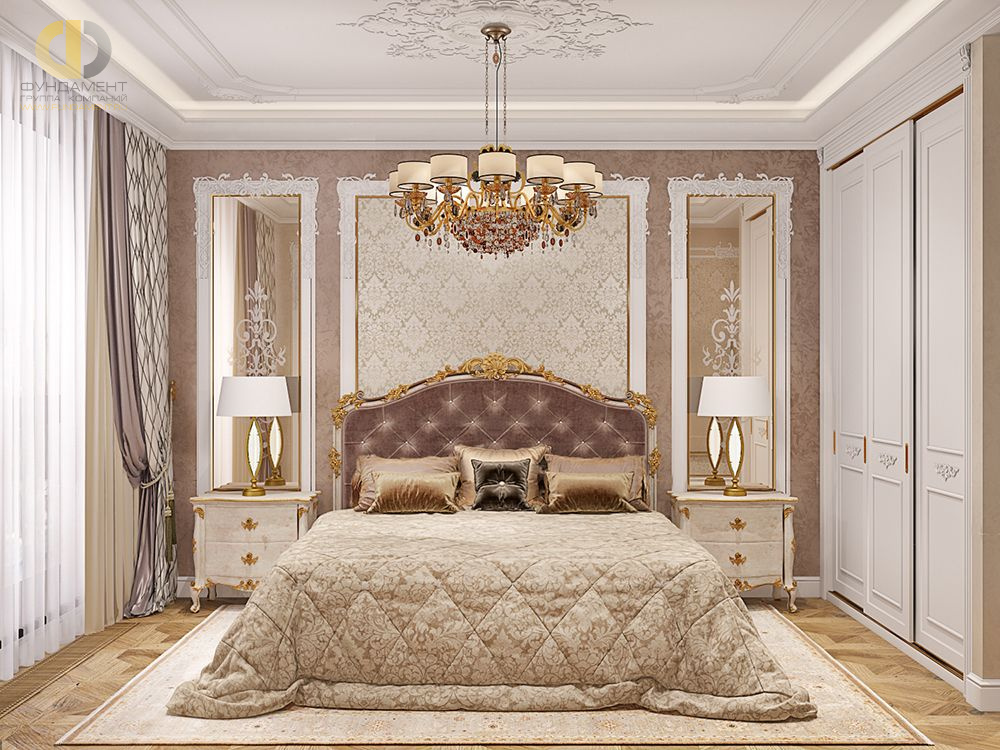 Дизайн интерьера спальни в четырёхкомнатной квартире 144 кв. м в стиле классицизм 14