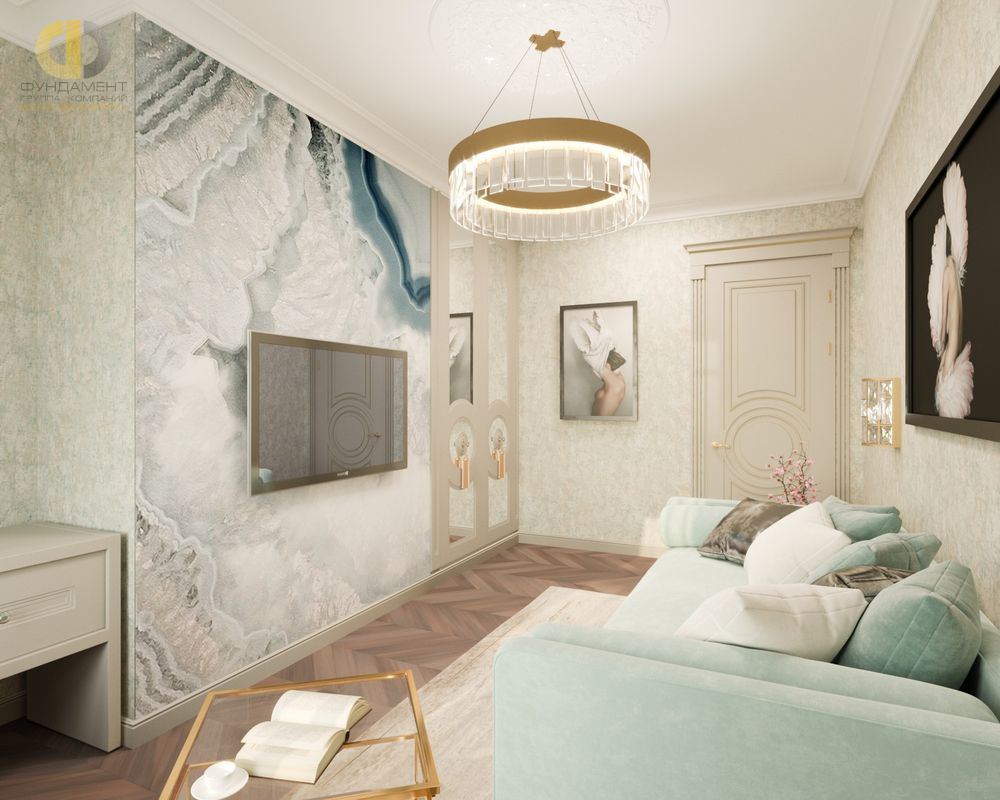 Дизайн интерьера спальни в четырёхкомнатной квартире 89 кв.м в стиле современная классика8