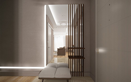 Дизайн интерьера коридора в трёхкомнатной квартире 95 кв.м в современном стиле5