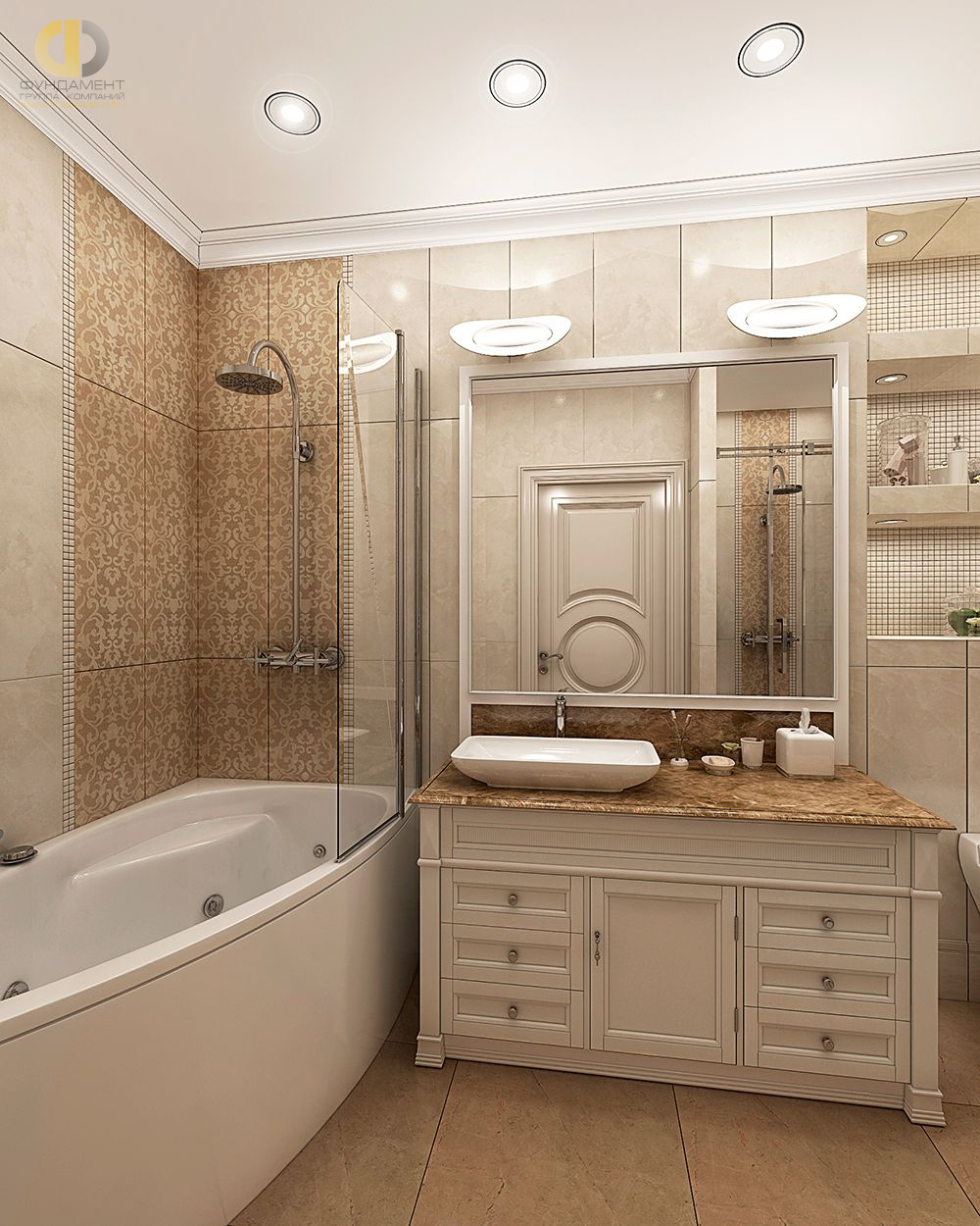 Дизайн ванной в классическом стиле – фото 1711