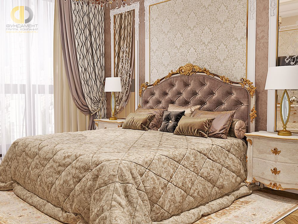 Дизайн интерьера спальни в четырёхкомнатной квартире 144 кв. м в стиле классицизм 17