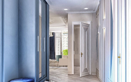 Дизайн интерьера коридора в трёхкомнатной квартире 83 кв. м. в стиле неоклассика 18