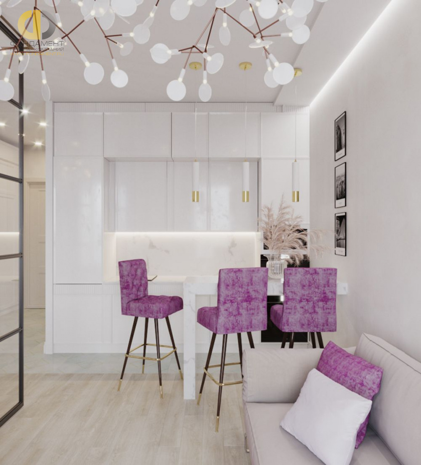 Дизайн интерьера кухни в двухкомнатной квартире 37 кв.м в стиле ар-деко1