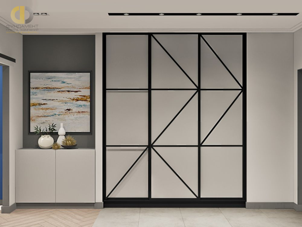 Дизайн интерьера коридора в трёхкомнатной квартире 85 кв.м в современном стиле18