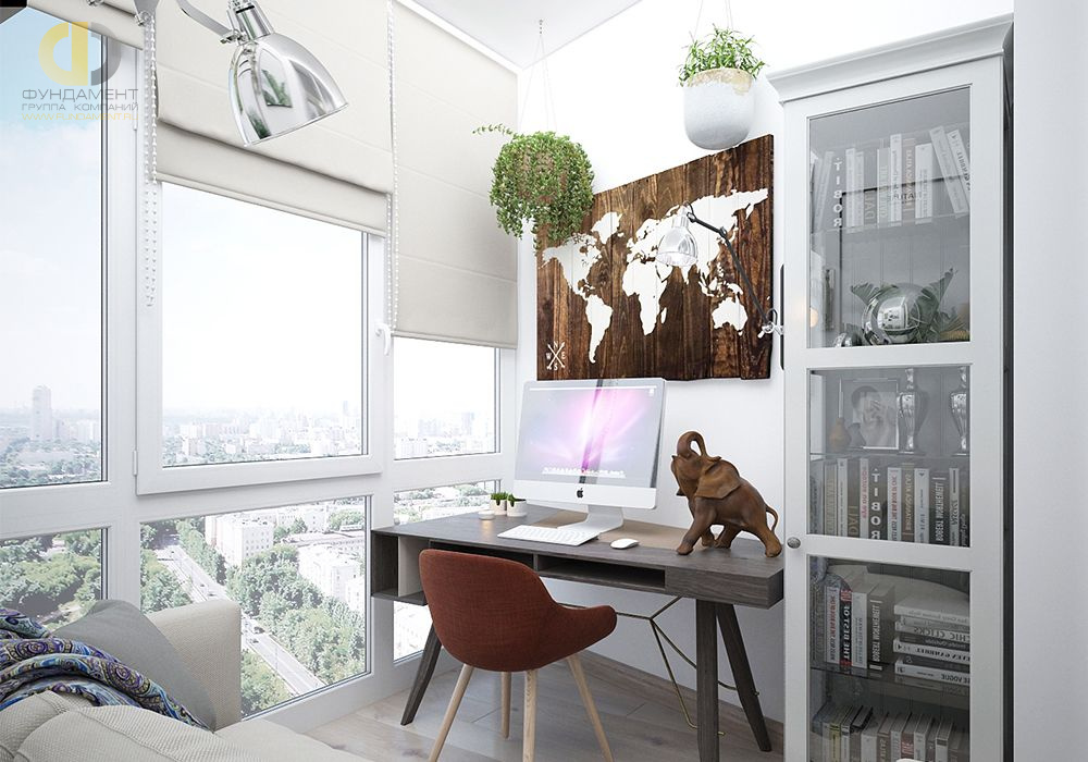 Дизайн интерьера кабинета в четырёхкомнатной квартире 66 кв.м в современном стиле с элементами прованса – фото 244