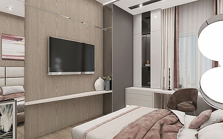Дизайн интерьера спальни в 3-комнатной квартире 100 кв. м в современном стиле