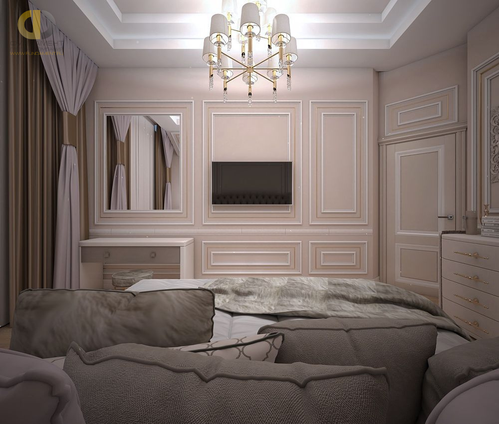 Дизайн интерьера спальни в доме 323 кв.м в классическом стиле30