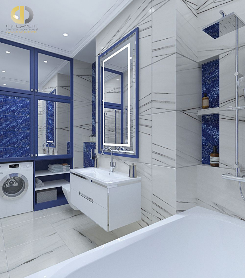 Дизайн интерьера ванной в трёхкомнатной квартире 83 кв. м. в стиле неоклассика 5