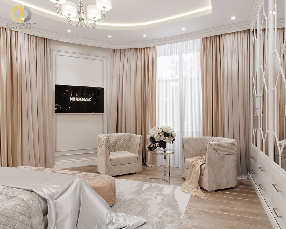 Дизайн интерьера спальни в четырёхкомнатной квартире 134 кв.м в стиле современная классика7
