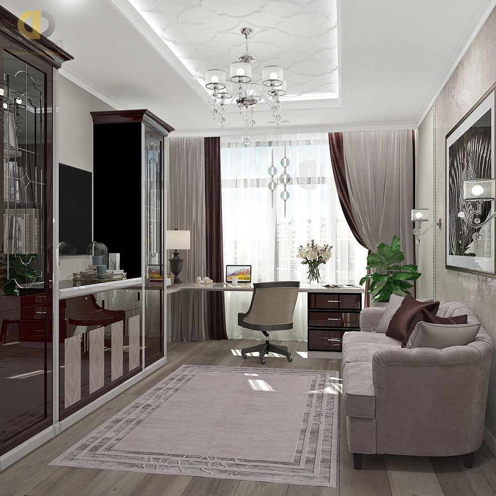 Дизайн интерьера кабинета в четырёхкомнатной квартире 114 кв. м в стиле ар-деко и неоклассика  – фото 222