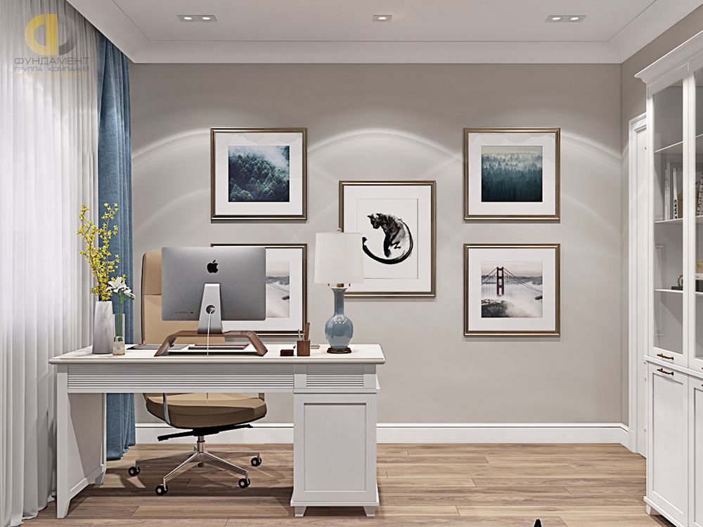 Дизайн интерьера кабинета в трёхкомнатной квартире 80 кв.м в стиле неоклассика – фото 239
