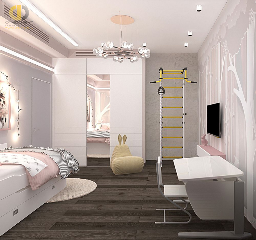 Дизайн интерьера детской в четырёхкомнатной квартире 107 кв.м в современном стиле1