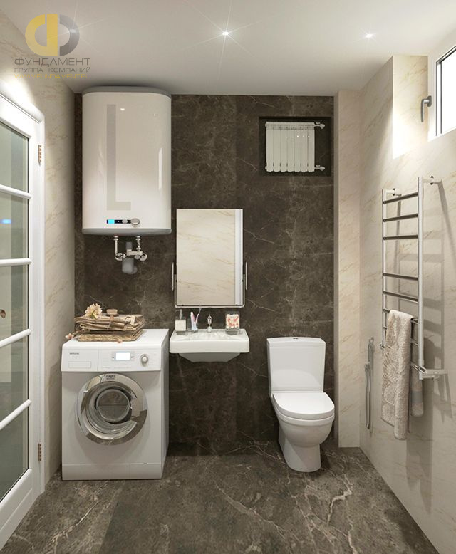 Дизайн-проект ванной в трехкомнатной квартире 130 кв.м в Москве с фото в стиле минимализм