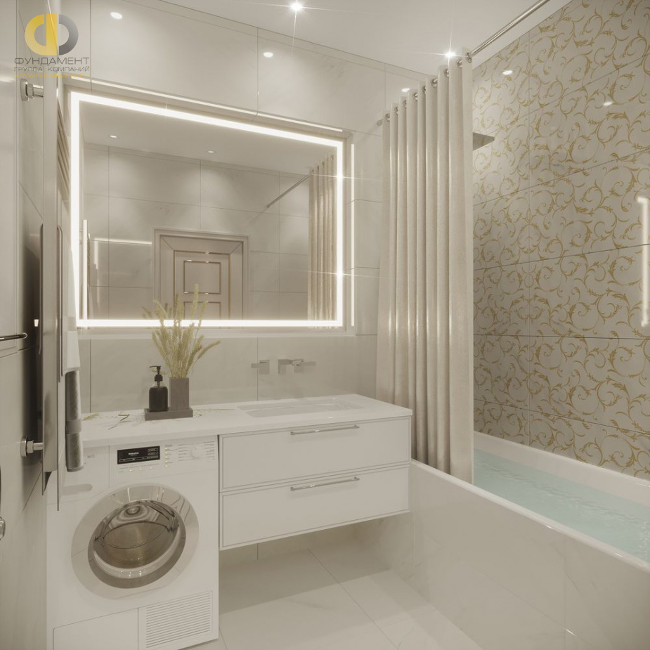 Дизайн интерьера ванной в трёхкомнатной квартире 126 кв.м в стиле неоклассика23