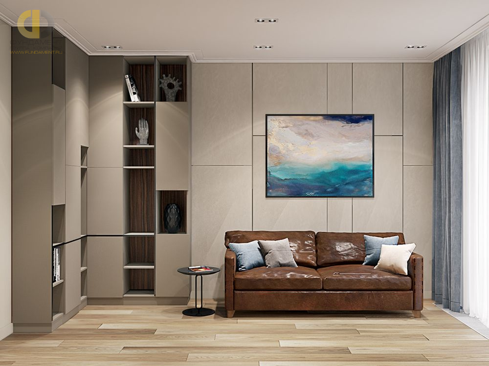 Дизайн интерьера кабинета в трёхкомнатной квартире 135 кв.м в современном стиле – фото 232