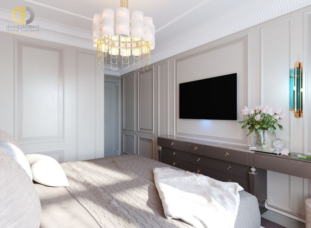 Дизайн интерьера спальни в четырёхкомнатной квартире 89 кв.м в стиле современная классика4