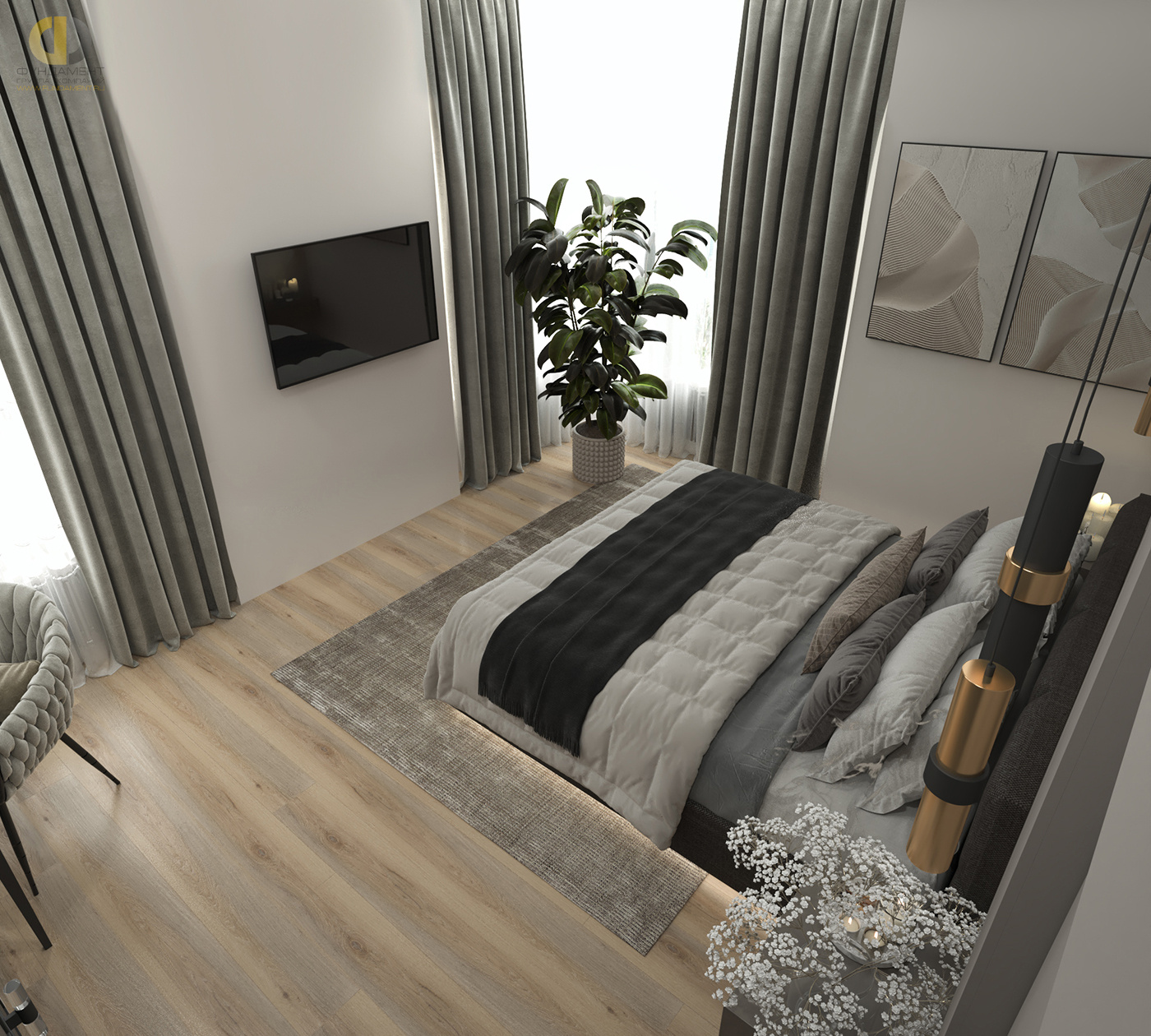 Дизайн спальни в стиле cовременном – фото 286