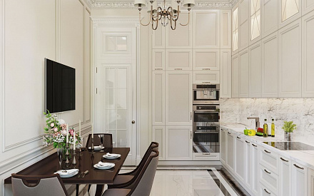 Дизайн интерьера кухни в двухкомнатной квартире 82 кв.м в классическом стиле7