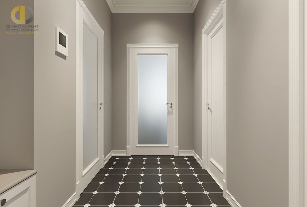Дизайн интерьера коридора в двухкомнатной квартире 50 кв.м в стиле неоклассика1