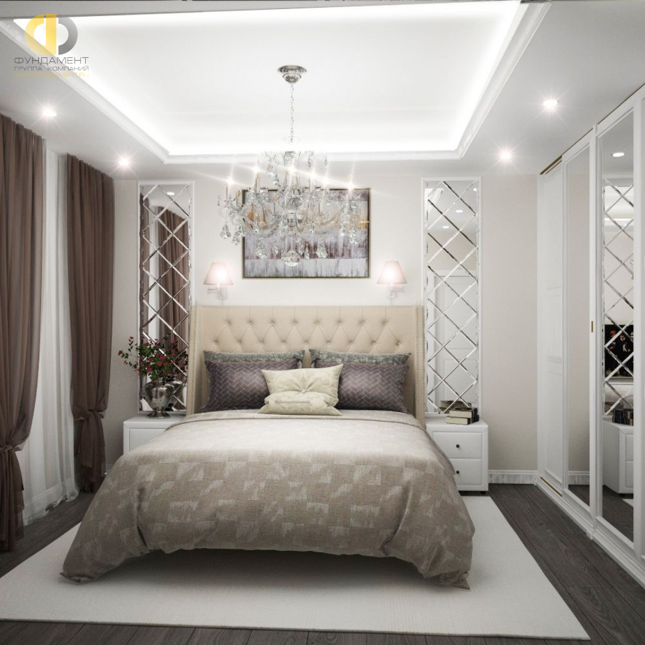 Дизайн интерьера спальни в трёхкомнатной квартире 90 кв.м в стиле современная классика