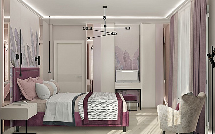 Дизайн интерьера спальни в трёхкомнатной квартире 85 кв.м в современном стиле5