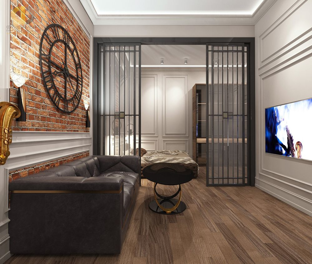 Дизайн интерьера кабинета в четырёхкомнатной квартире 165 кв.м в классическом стиле с элементами лофт – фото 264