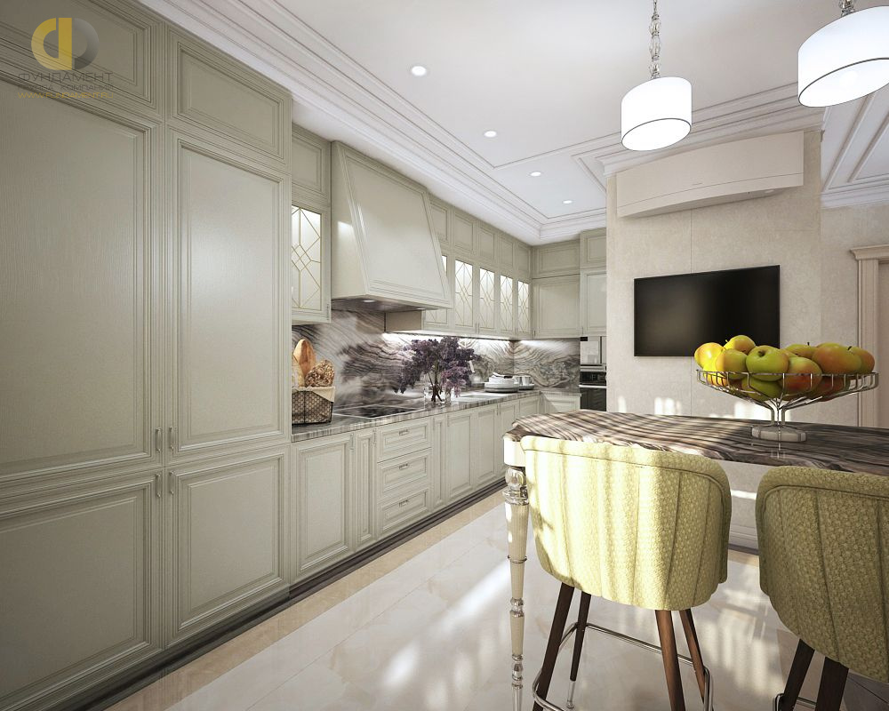 Дизайн интерьера кухни в четырёхкомнатной квартиры 103 кв.м в стиле современная классика10